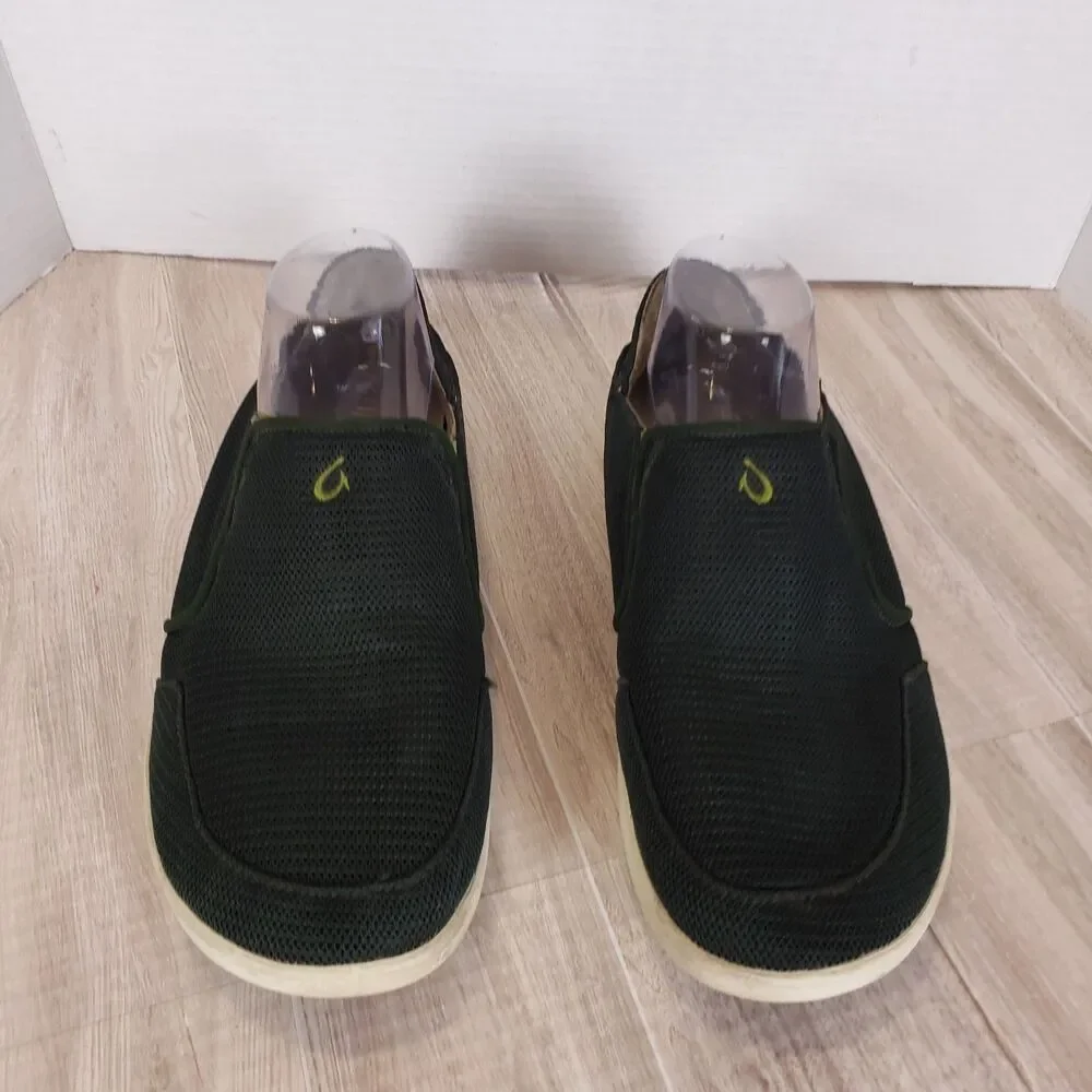 OluKai Nohea Mesh Slip On Boat Shoes in Brown Green Men’s Size 9